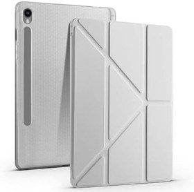 Resim Kilifplus Samsung Galaxy Tab S10 Lite ile Uyumlu Kılıf Tri Folding Silikon Kalem Bölmeli Katlanabilir Standlı PU Deri Yumuşak Kapak, Tablet Kılıfı [Akıllı Kapak, Uyku Modlu] - Gri 