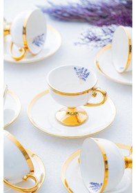 Resim Acar Miranda 6 Kişilik Porselen Kahve Fincan Takımı Model1 Beyaz 5176 Beyaz - Altın 