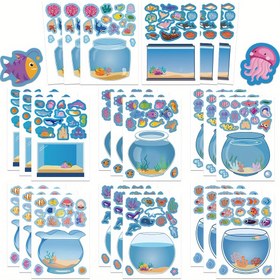 Resim 8 Adet Kendi Hayalinizdeki Akvaryum Stickerları, Doğum Günü Hediyeleri ve Parti İyilikleri için, Komik Akvaryum Temalı Oyun Stickerları DIY Noel El Sanatları için 