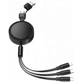 Resim 100w Geri Çekilebilir Makaralı Çoklu Şarj Kablosu Dönüştürücülü Lightning Micro Type-c Şarj Kablo 