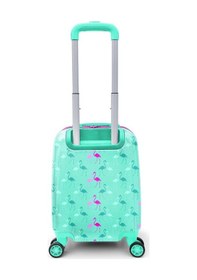 Resim Coral High Kids Su Yeşili Neon Pembe Flamingo Desenli Çocuk Valizi 16714 
