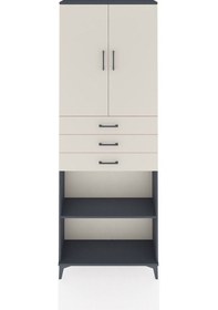 Resim Arges Dolap 4 Raflı 3 Çekmeceli 2 Kapaklı 88x30x243 Antrasit-aytaşı Antrasit 