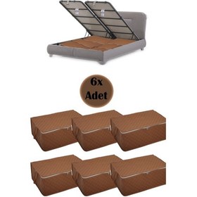Resim Adarya Home Çekyat Baza Tipi Hurç Baza Alti-Kazak-Yastik-Pike Saklama Hurcu 6 Adet 22 x 40 x 60 Taba 