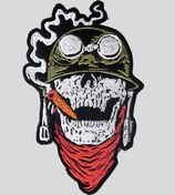Resim PEÇ Puro Içen Motorcu Asker / Kuru Kafa, Nakış, Patch, Yapışkanlı Yama, Ceket Arma, 