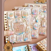 Resim 1 adet Vintage Kapibara Temalı Spiral Defter - Karikatür Hayvanlı Mini Not Defteri Sert Kapaklı, Taşınabilir Cep Not Defteri 