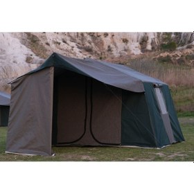 Resim Kapı Sineklikli 2+1 L Mutfaklı Double Kamp Çadırı 4-6 Kişilik - Yeşil 