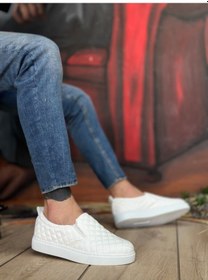 Resim Pabucmarketi Erkek Bağcıksız Kapitone Beyaz Günlük Erkek Ayakkabı Beyaz 