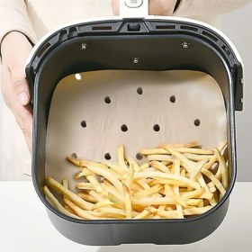 Resim 5DM 50 Adet Tek Kullanımlık Hava Fritöz Pişirme Kağıdı Delikli Yapışmaz Yağlı Model 