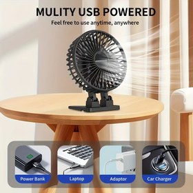 Resim 1 adet Fısıltı Sessiz 4 İnç 3 Hızlı USB Masaüstü Fanı, Ev Ofis Seyahat Yatak Odası için Taşınabilir Masaüstü Kişisel Fan, Plastik Malzeme, USB Güçlü, ≤36V Çalışma Gerilimi, Pilsiz, Elektronik Bileşenler İçerir 