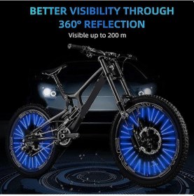 Resim Vkemall Bisiklet Jant Reflektör Seti - 360 Görünürlük, Kolay Takma, Evrensel Uyum, Abs Malzeme + 24 Adet Ek Sticker Mavi 