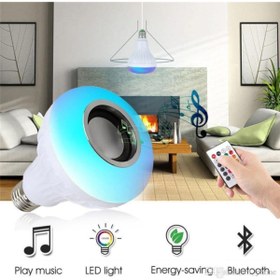 Resim POWERLUX Bluetoothlu Led Ampul Hoparlör Renkli Led Işıklı Lamba 