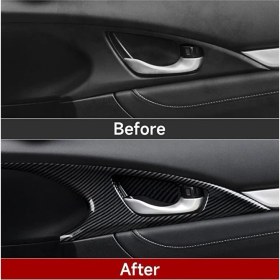 Resim Luxe Aksesuar Honda Civic 10. Nesil Fc5 (2016-2021) Iç Kapı Kolu Çerçevesi - Karbon Fiber Görünümlü 4 Parça Set 