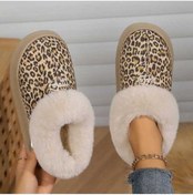 Resim Ebitda 1 Çift Konforlu Üniseks Pamuklu Terlik İç Mekan Ev Ayakkabı Leopard Kumaş Leopard 