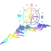 Resim Neevoyu Dağ Desenli Nswe Pusula Stili Renkli Pvc Araba Sticker 65x35cm D-1478 