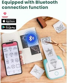 Resim Taşınabilir Fotoğraf Yazıcısı - 3 Adet Renkli Yapışkanlı Kağıt Hediyeli Termal Yazıcı, HD Görüntülü Baskı Kalitesi, Bluetooth Bağlantılı App Kullanımı, Uzun Şarj Ömrü, Portatif Kablosuz Termal Yazıcı 