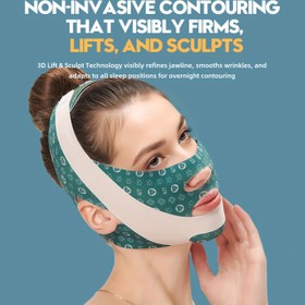 Resim LF-56 Yeşil İnvaziv Olmayan Yüz Kontür Maske - Çene Hatı Belirginleştirici 3D Kaldırma ve Kırışıklık Azaltıcı, Gece Kullanımı için Turkuaz & Beyaz Tasarım, Çene Egzersiz Aleti 