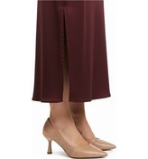 Resim Bej Kırışık Kısa İnce Topuklu Kadın Abiye Ayakkabı 357190 Z Bej Kırışık 