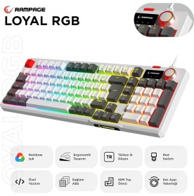 Resim Rampage Loyal Beyaz/gri USB Hot Swap Rgb Red Switch Mekanik Gaming Oyuncu Klavye 