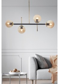 Resim Luzarana Optik 4 Lü Gold-Siyah Metal Gövde Bal Rengi Camlı Tasarım Lü... (483743288) Çok Renkli 