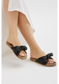 Resim Siyah Fiyonk Kadın Terlik Kaymaz Taban Havuz Deniz Plaj Terliği Siyah 