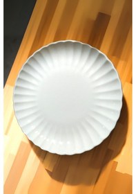 Resim Kütahya Porselen Bone Luz Form Pasta Takımı 6 Parça 21cm Beyaz Bnlzf21dus600 Beyaz 