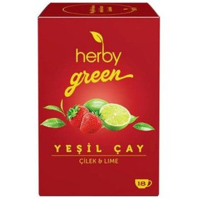 Resim HERBY Çilek ve Misket Limonlu Yeşil Çay 18'li 