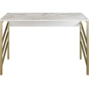 Resim Hitit Dekorasyon Zahra Gold Metal Beyaz Çalışma Masası 