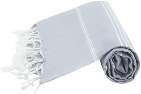 Resim GRVTANIUM Açık Gri%100 Pamuk 180x100cm Peştemal Püsküllü Banyo,Plaj,Hamam Havlusu Kese Hediyeli M2 