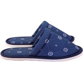 Resim Erkek Lacivert Marine Desenli Yumuşak Tabanlı Ev Terlik Lacivert 