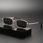 Resim 1 adet Erkekler için Retro Kare Metal Çerçeve Moda Gözlükleri - Altın Tonlu Vintage Tarzı, PC Lens, İş ve Günlük Kullanım İçin Uygun Şık Tasarım 