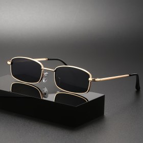 Resim 1 adet Erkekler için Retro Kare Metal Çerçeve Moda Gözlükleri - Altın Tonlu Vintage Tarzı, PC Lens, İş ve Günlük Kullanım İçin Uygun Şık Tasarım 