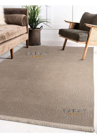 Resim Bohem Saçaklı Kaymaz Dokuma Kilim Salon Halısı Mutfak Halısı Balkon Özel Ölçü Yolluk Krem Vizon 