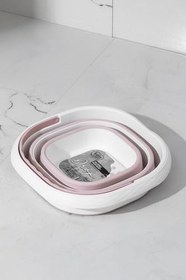 Resim Porsima 1175-1 Damla Katlanabilir Silikon Su Kovası 28X30Cm Banyo Balkon Temizlik Kovası 10 Lt - Pudra 