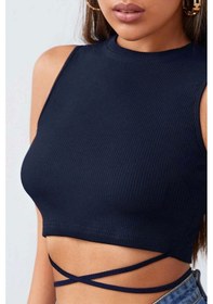 Resim İmoda Kadın Lacivert Çapraz Bağlamalı Crop Top Büstiyer Çok Renkli 