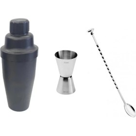 Resim Adin Tasarım 3 Parça Kokteyl Seti 700 ml Shaker 700 ml + Jigger 2/4 cl + Bar Kaşığı Kokteyl Ölçeği Bartender 