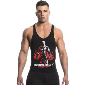 Resim Workout Master Gym Fitness Tank Top Sporcu Atleti Siyah 