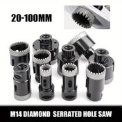 Resim 1 adet Elmas Yırtık Delik Ağız Çekirdek Delici, M14, Porselen Fayans, Cam, Seramik, Taş, Granit, Mermer için - 20-100mm 