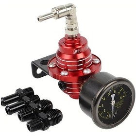 Resim Xuweiwei Itsok Yarış Jdm Spor Stili Alüminyum Evrensel Ayarlanabilir Kırmızı Yakıt Basınç Regülatörü Yağ Göstergesi Kiti 