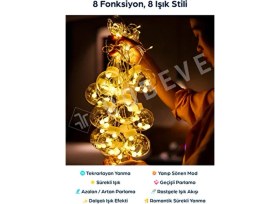 Resim T-Max Dekoratif Işıklı Top Perde LED Fişli Dış Mekan Kullanımı İçin Şık Aydınlatma 