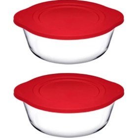 Resim Paşabahçe 59001 Kapaklı 2100 cc Yuvarlak Borcam Tencere 2'li Set 