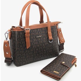 Resim Just Polo Kahve Taba Omuz Çantası Ve Cüzdanı Kombin 