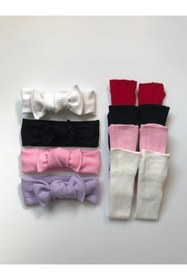 Resim Nis butik 8’li Bebek Hediyelik Set Bandana Dizaltı Çorap 