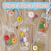 Resim 60/40/20 adet El Yapımı Çiçek Basınlı Çiçek Kitap İşaretleri - Dantel ve İplik Detayları ile Şeffaf DIY El Sanatları Kitap İşaretleri, Yaz Sonbahar Çiçekleri için Koruyun Dergiler, Scrapbooklar, Hediye Kitap İşaretleri, Scrapbook Süslemeleri, Zarif Aksesuar, Doğal Elementler Tasarımı 