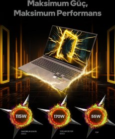 Resim Game Garaj Slayer R9T-5060 C7 AMD Ryzen 9 8945HX 16GB RAM 1TB SSD RTX5060 16" 300Hz QHD+ FreeDOS Gam 