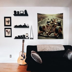 Resim Steampunk Formula 1 Car Duvar Örtüsü - 135 cm x 135 cm 