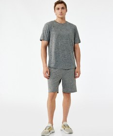 Resim Koton Regular Fit Kısa Kollu Dikiş Detaylı Desenli Bisiklet Yaka Spor Tişört Gri Melanj 6wam10056nk Gri Melanj 