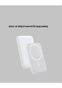 Resim Magsafe Uyumlu Kablosuz Powerbank - Güçlü Mıknatıs, Hızlı Şarj, Kompakt Tasarım 