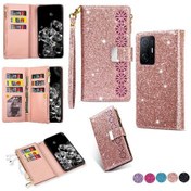Resim Xiaomi 11t Pro/xiaomi 11t İçin Parıltılı Cüzdan Kılıfı Kartlık Standlı Mıknatıslı Fermuarlı Cep Bileklik 