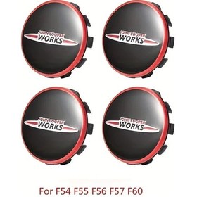 Resim Xuweiwei 4pcs 56mm Siyah Kırmızı John Cooper Works Logolu Jant Kapakları Mini Cooper S Jcw F54 F55 F56 F57 F60 İçin Yüksek Kaliteli Plastik Aksesuar 