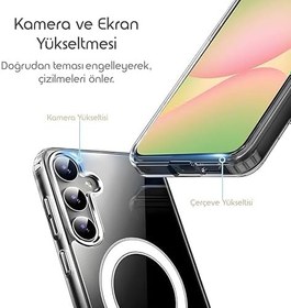 Resim Rongep Samsung Galaxy A56 için Şeffaf Kılıf Mag-Clear Güçlü Manyetikli [MagSafe ile Uyumlu] A56 Koruyucu Sararmaya Dayanıklı Kalın Yapılı Darbe Emici PC+TPU Hibrit Tasarım Samsung A56 Kılıfı 